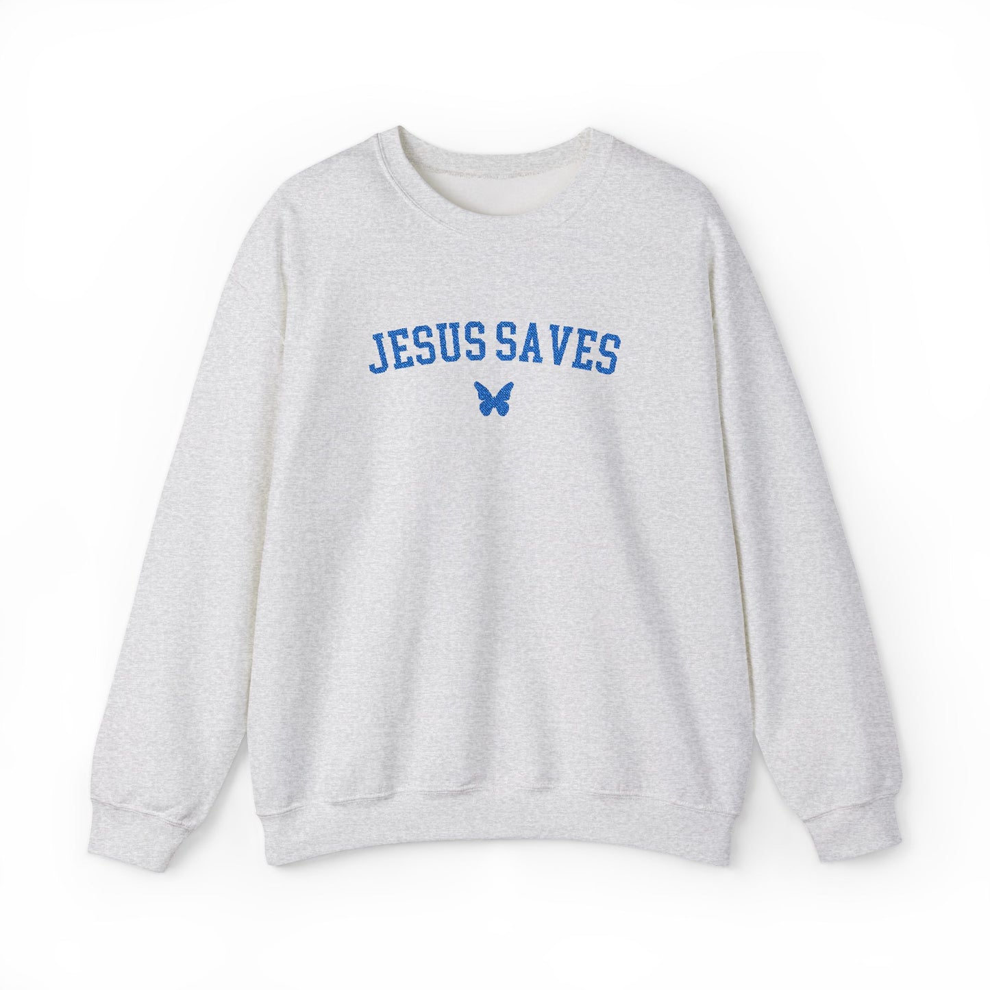 Jesus Saved Embroidered Butterfly Crewneck Sweatshirt