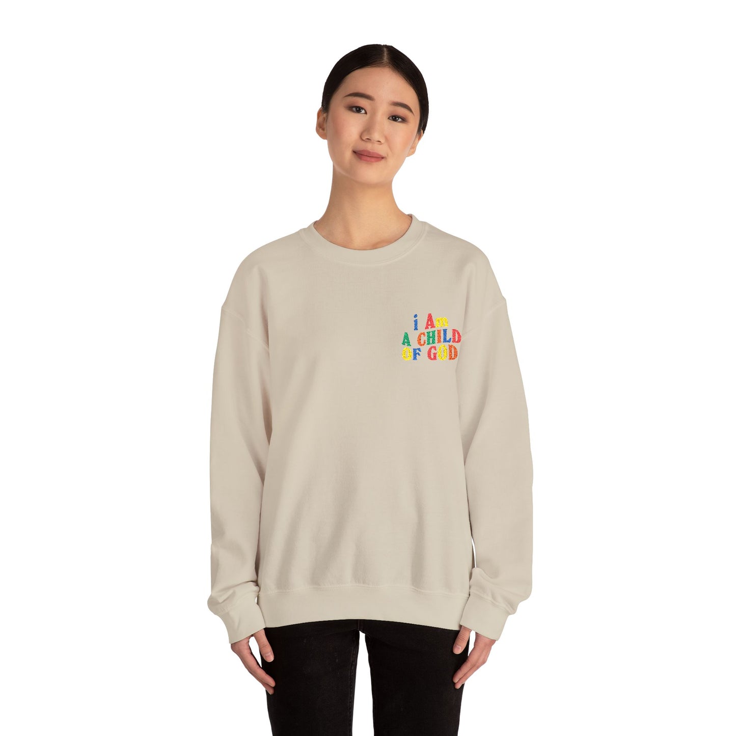 i Am a Child of God Embroideredd Crewneck Sweatshirt